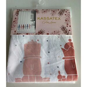Kassatex Christmas Shower Curtain Holiday Nutcrackers Pastel Pink Fabric NEW